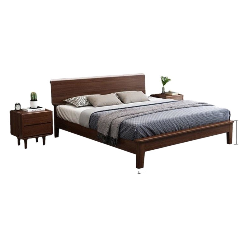 Nórdico de madera de caucho cama de madera maciza 1,5 m 1,8 m individual cama doble habitación de alquiler simple moderno B & B ventas directas de la fábrica
