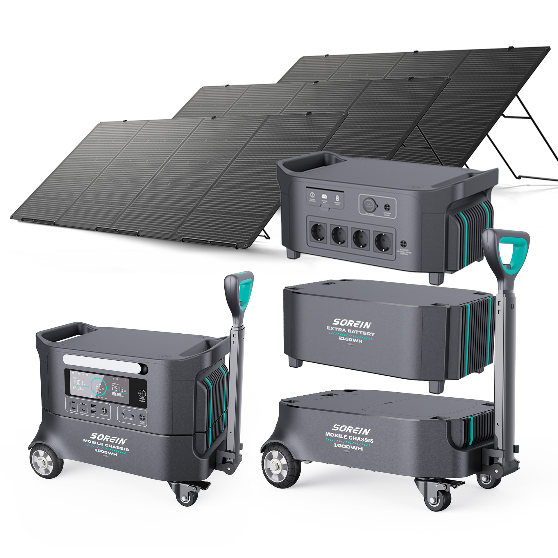 太阳能发电机2200W便携式发电站全功率2kw太阳能发电机220V/110V