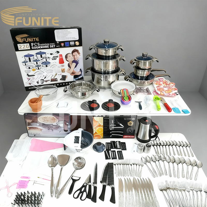 Funite220Pcs252Pcs African Export Stainless Steel Cookware Set Multi-Functional Cookware Cookware Set