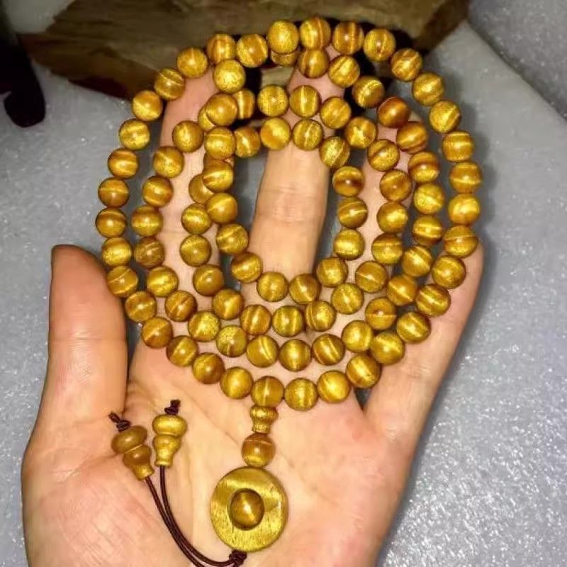 四川金丝楠木手串佛珠爆满水波纹手串男士小叶桢楠阴沉木老料手链