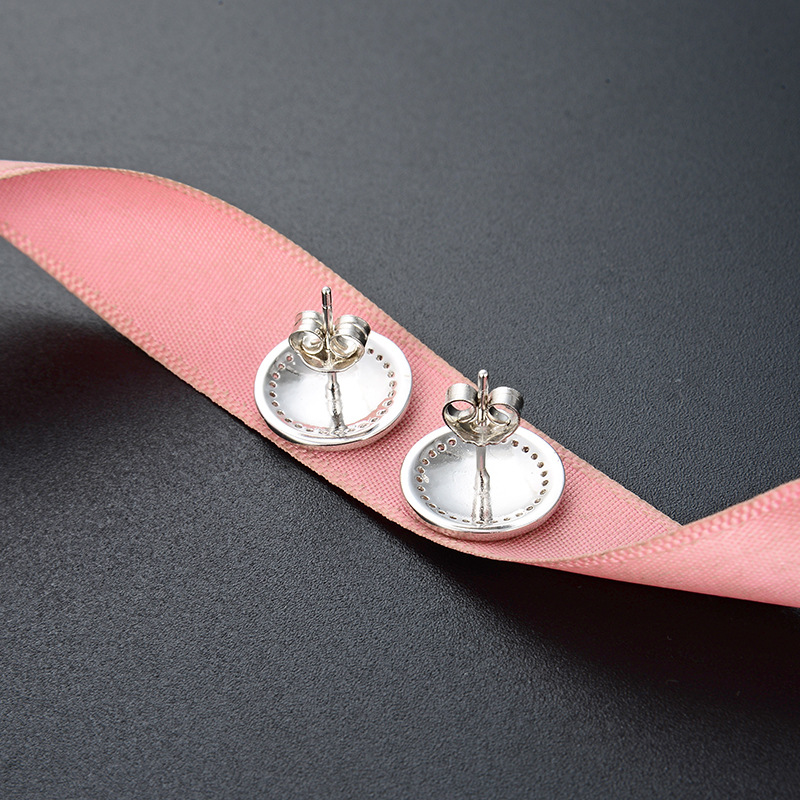 Corea del Sur Dongdaemun s925 accesorios de circón de plata pendientes redondos transfronterizos para mujeres Pendientes incrustados en diamantes de estilo frío