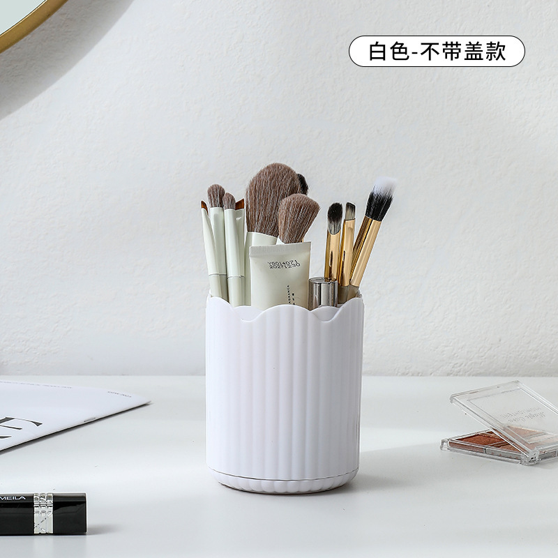 Caja de almacenamiento de cepillo de maquillaje de escritorio lápiz labial de gran capacidad caja de almacenamiento de cosméticos transparente giratoria estante de almacenamiento de artículos