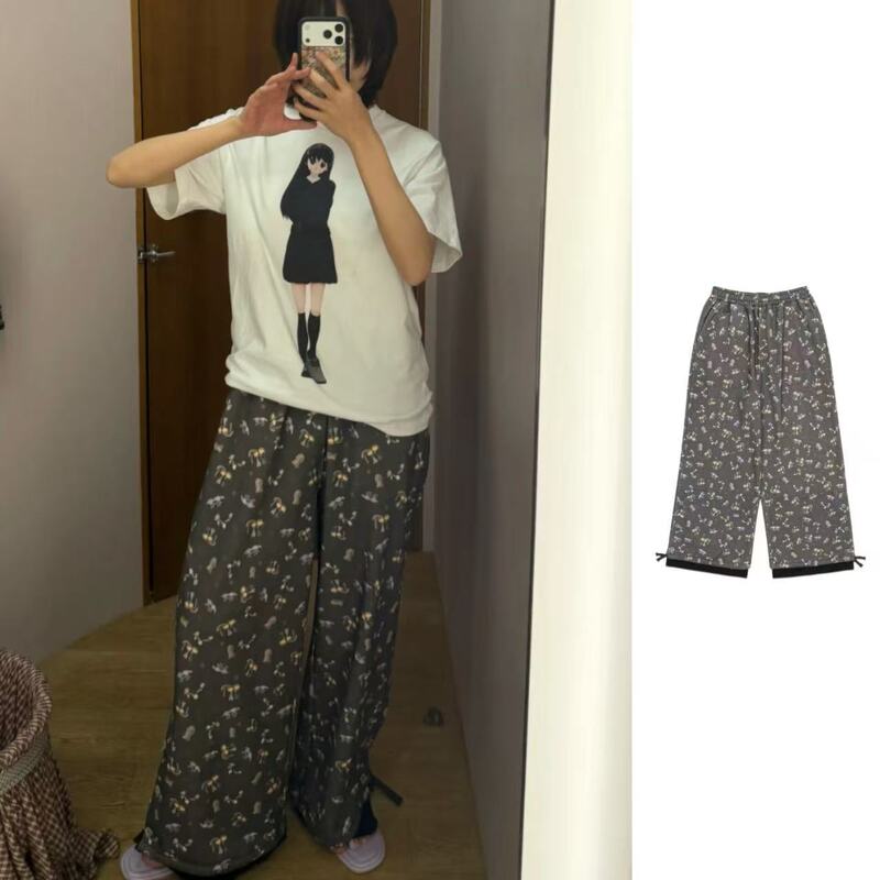 2FW COY Korean niche designer style, fun printed straight-leg casual sports pants