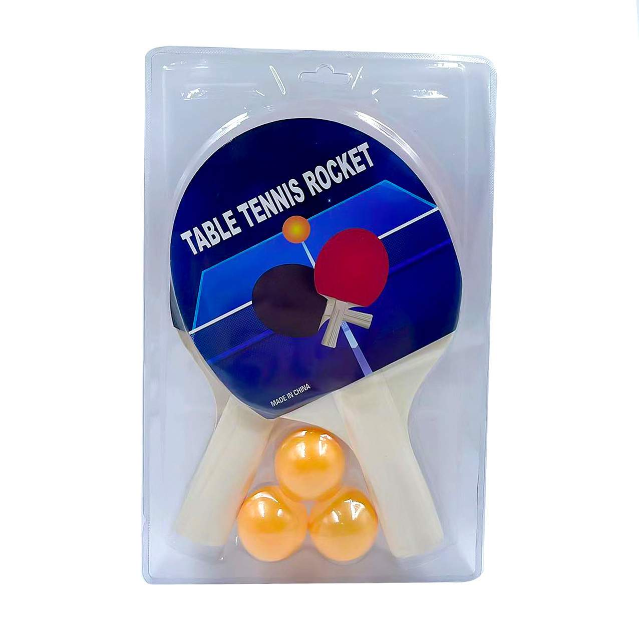 Children's Adult Beginner 3 Millimeter Small Table Tennis Racket Package 3 Balls Double Racket Straight Racket Sports Training Fitness Toys