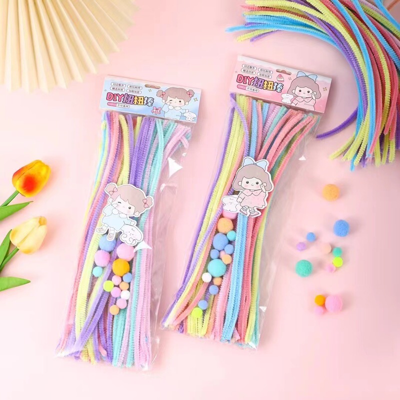 Color Macaron Hair Root Encryption Handmade Hair Root Twist Bar DIY Children's Handmade Art Material Bag