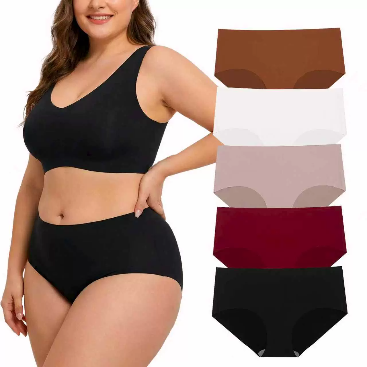 TK亚马逊爆款跨境大码女内裤270斤无痕透气性感提臀欧美三角裤女