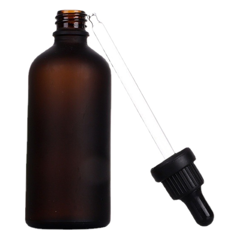 Botella de esencia cosmética portátil a prueba de luz marrón Botella de aceite esencial de vidrio esmerilado sellado cuentagotas