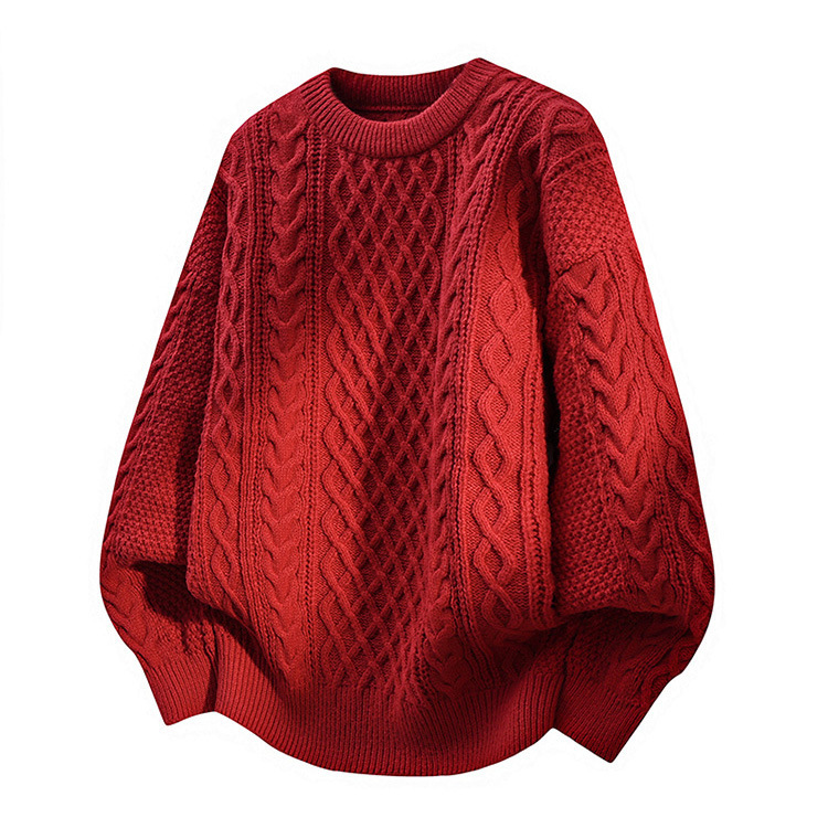 Explosiones transfronterizas de tamaño europeo de gran tamaño de cuello alto este año de vida suéter de Navidad rojo para hombres fábrica de camisetas de punto al por mayor