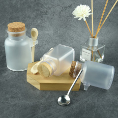 100ml-500克ABS圓方型磨砂足浴鹽瓶塑料瓶軟硬實木蓋木勺面膜泥粉