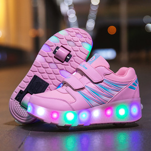 Manufacturer's Specially Designed for Cross-border Four-wheel Heelys, Kidsren's Luminous Pulley Shoes, Boys and Girls' Skates, Deformed Wheel Shoes