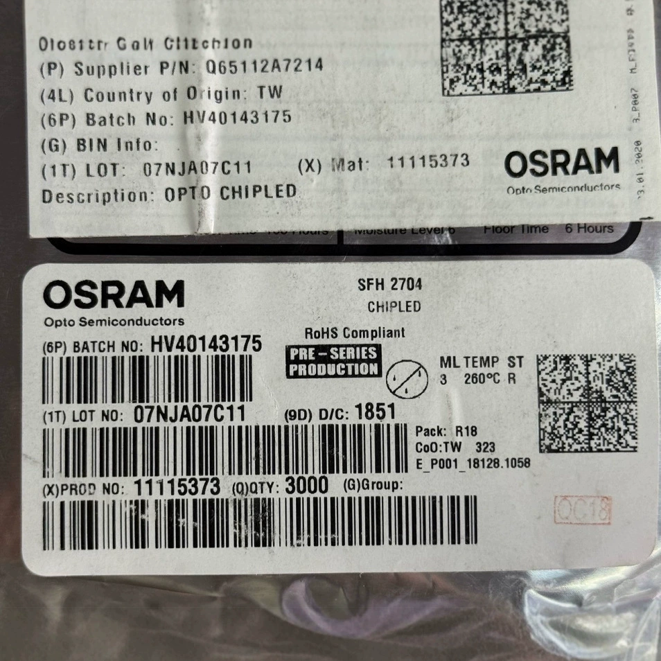 SFH 2704 OSRAM Кремниевый PIN-фотодиод 900 нм для мониторинга сердечного ритма и уровня кислорода в крови LED