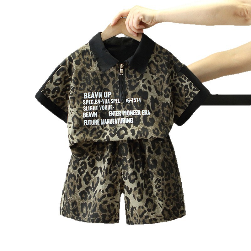 8246 traje de manga corta de verano para niños 2025 nuevos pantalones cortos para niños coreanos camisa POLO traje de dos piezas ropa fresca de moda