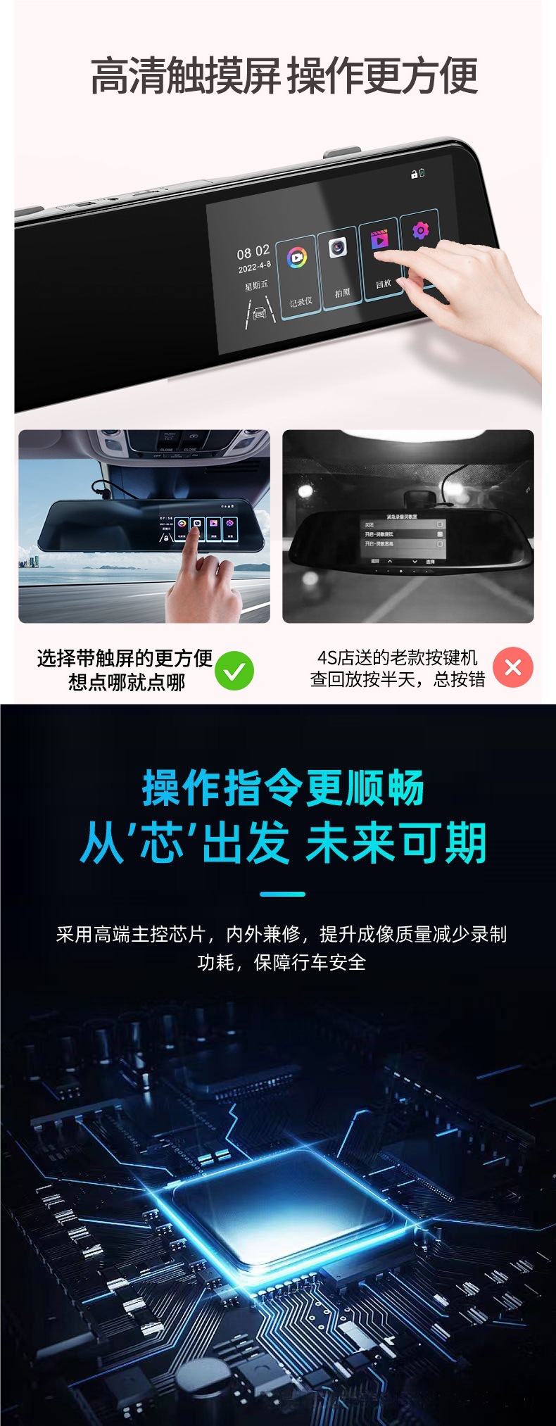 2025 New Rearview Mirror Driving Recorder Car Full-Screen Front and Rear Dual-Camera Ultra-High-Definition Night Vision Reversing Image
