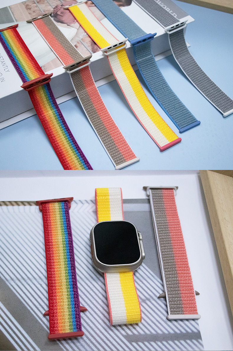 New snap-on Velcro nylon loop double loop watch strap suitable for Apple iwatch7 undefined