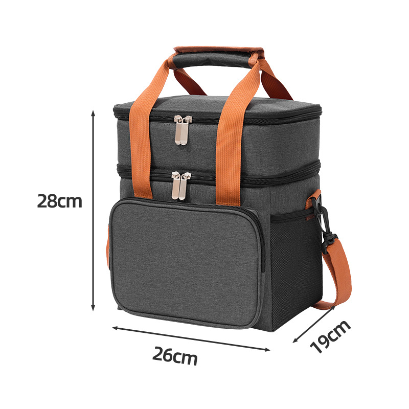 Nueva bolsa aislante portátil de doble capa y gran capacidad Bolsa bento de tela Oxford Bolsa aislante portátil de un solo hombro Bolsa de picnic al aire libre
