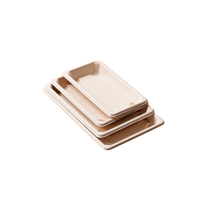 Disposable Sugarcane Pulp Sushi Tray – Compostable Various Size Sushi Platter