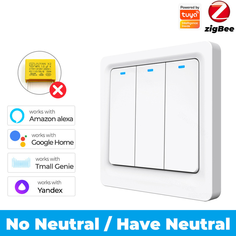Tuya スマートホーム Zigbee キー壁スイッチシングルゼロファイアバージョンリモコンアプリ音声タイミングスイッチライト|undefined