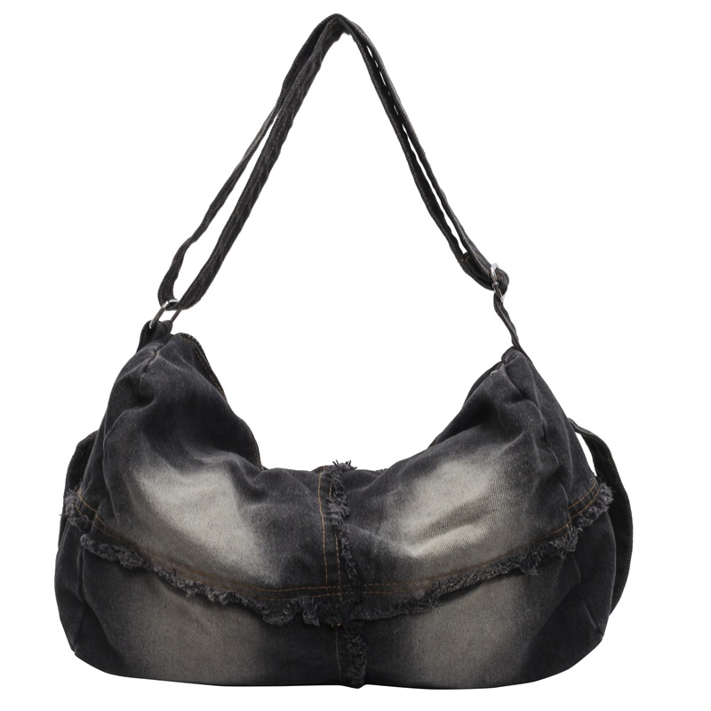 Bolso de mezclilla casual de gran capacidad al estilo de Hong Kong para mujer 2024 nuevo bolso de mensajero ligero y versátil de moda bolso de hombro de cercanías