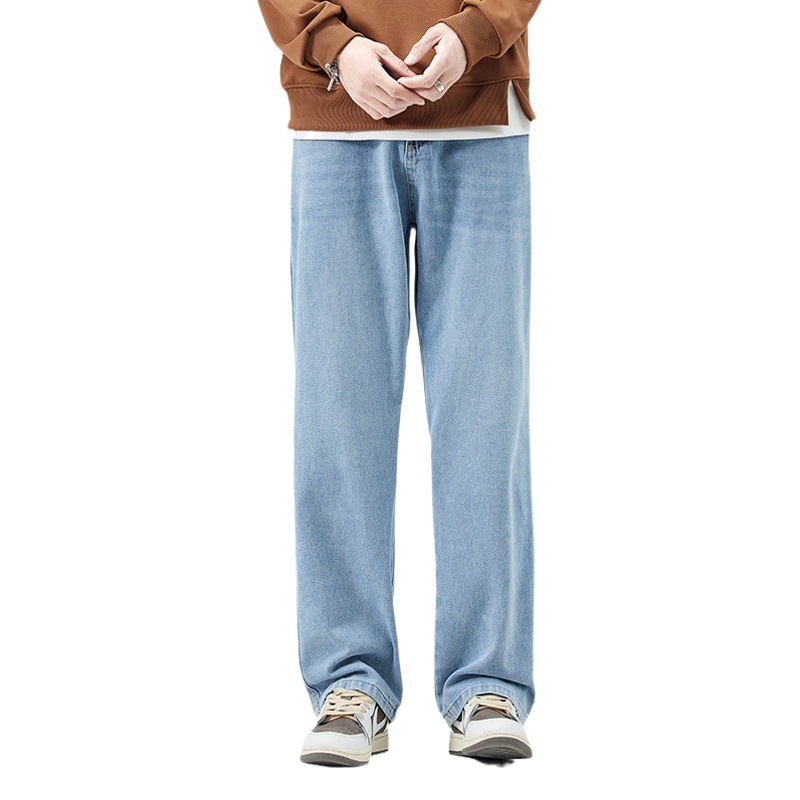 Pantalones vaqueros sueltos lavados para hombres viejos pantalones casuales de pierna ancha suaves para la piel Pantalones rectos de la marca de moda para hombres High Street