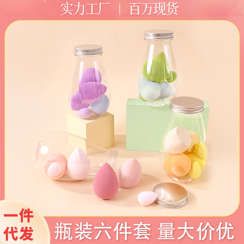 Conjunto de huevos de maquillaje transfronterizos botellas de floating polvo 6 paquetes de polvo super suave no comer huevos de esponja de maquillaje mini huevo de maquillaje