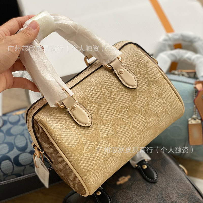 2025 新しいシャンブレー rowan18 ボストンハンドバッグレトロジッパー枕バッグシングルショルダークロスボディバッグ女性のための|undefined