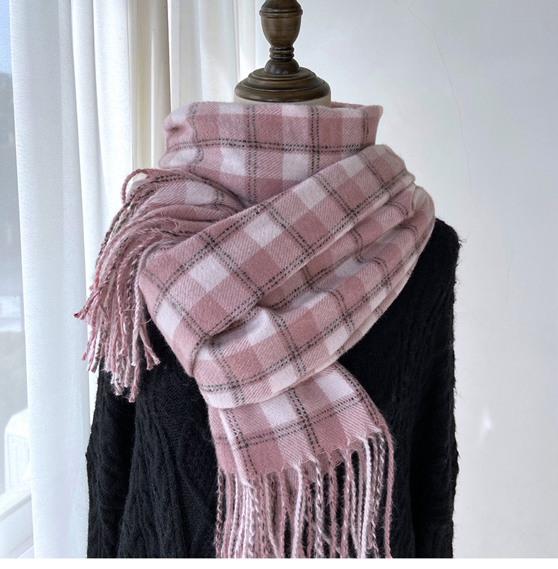 Sciarpa a quadri donna sciarpa con frange calda autunno inverno_voghion.com
