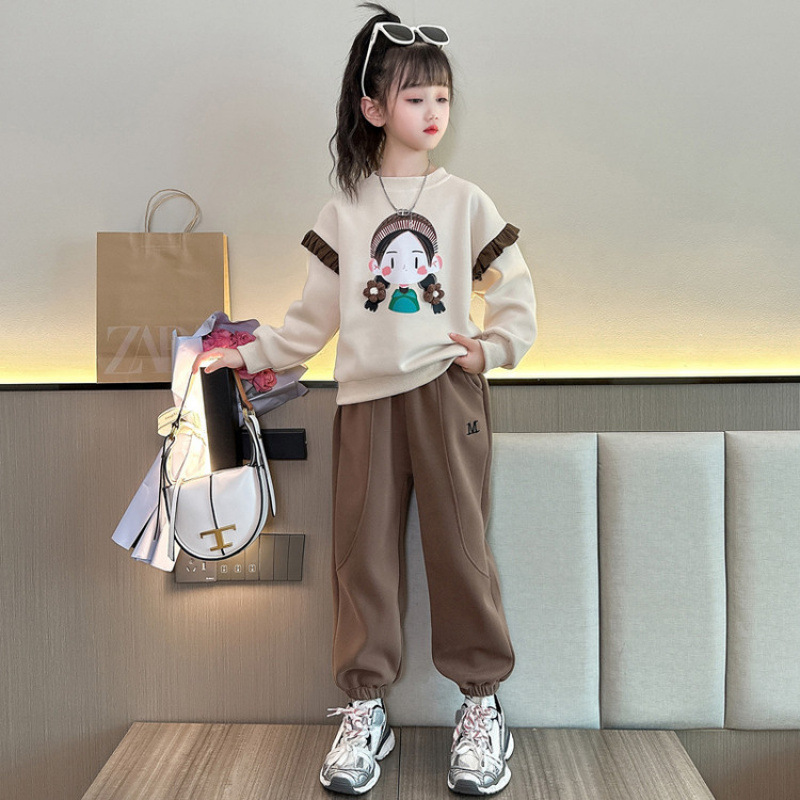 女童秋装套装潮流装2025新款休闲春秋运动儿童洋气卫衣女孩两件套|undefined