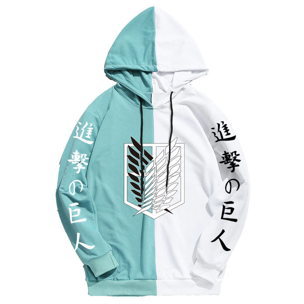2024 Sudadera gigante de ataque de anime japonés Estilo conciso Sudadera con capucha de costura para hombres y mujeres Jersey Top