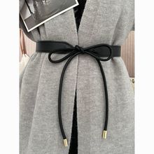 女士人造皮革宽皮带配裙子大衣装饰打结细腰带女时尚腰封百搭批发