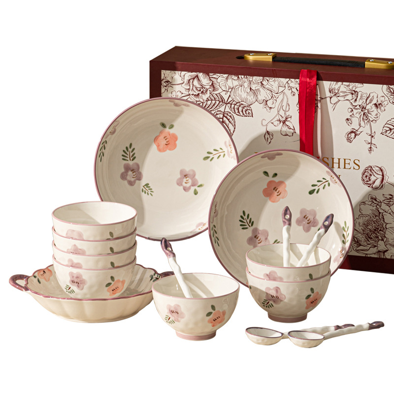 Nueva caja de regalo china, platos de cerámica, platos de regalo de alta cara, platos de cerámica, platos de regalo de boda, set de platos