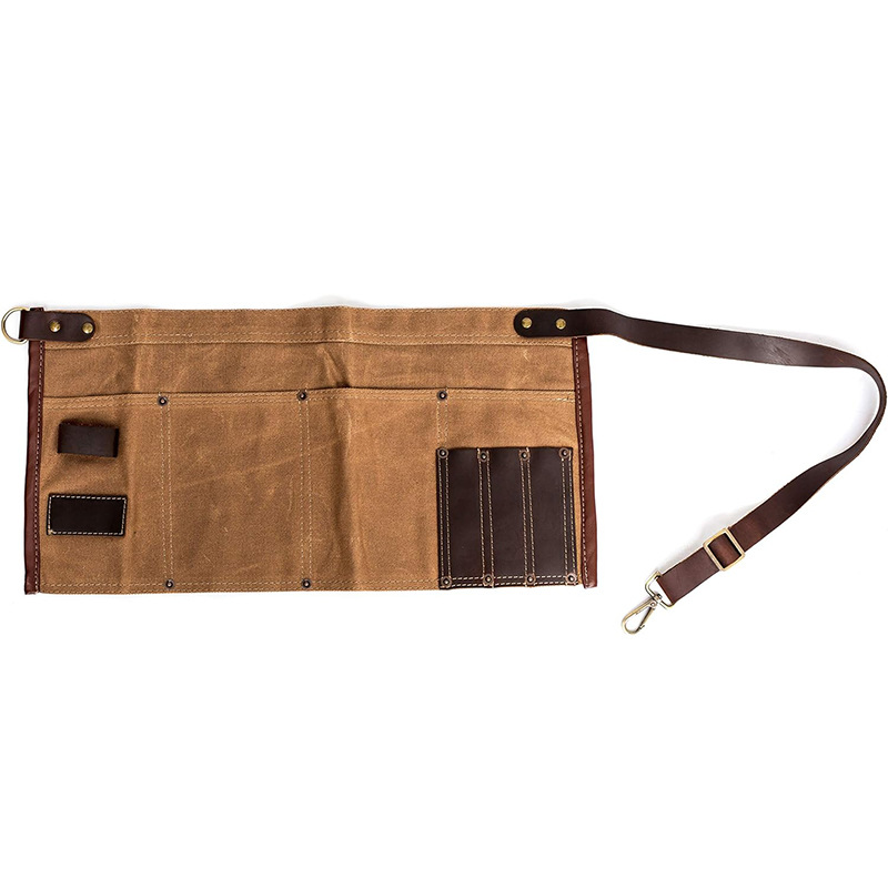 Comercio exterior e-commerce transfronterizo cera lona delantal impermeable cintura corta de busto barista ropa de trabajo delantal de cera