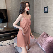 甜美ins风丝绸吊带睡衣女套装夏季新款带胸垫美背冰丝可爱家居服