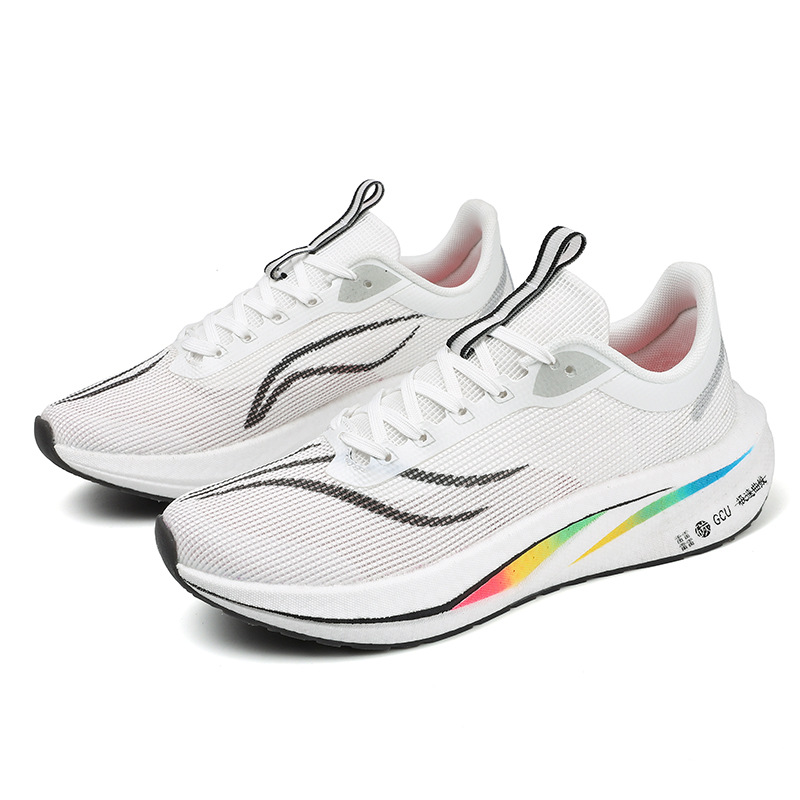 2026 hombres y mujeres zapatos de carreras de carbono luminoso nocturna palomitas de maíz suela amortiguación transpirable primavera y verano baja malla zapatos deportivos para trotar