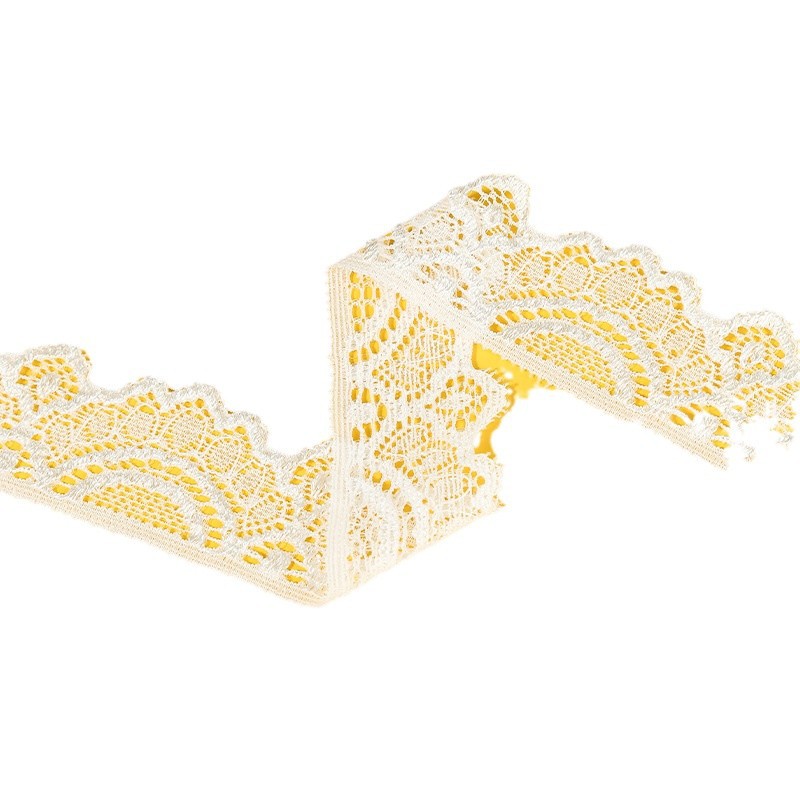 Accesorios de encaje de nylum blanco, decoración hueca de borde ancho de alta gama, cuello, falda, cortina, tela de mesa al por mayor