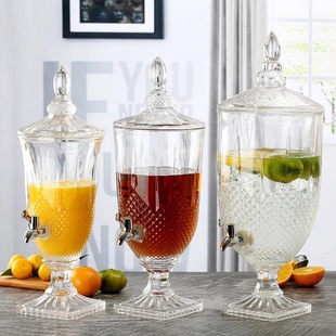 1.8L Capacity Glass Juice Tank Family Dinner Banquet Self-service Beverage Dispenser Cold Kettle Soda Tank