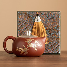 999鎏银朱泥紫砂壶西施壶功夫茶壶单壶轻奢高档泡茶具茶杯礼盒装