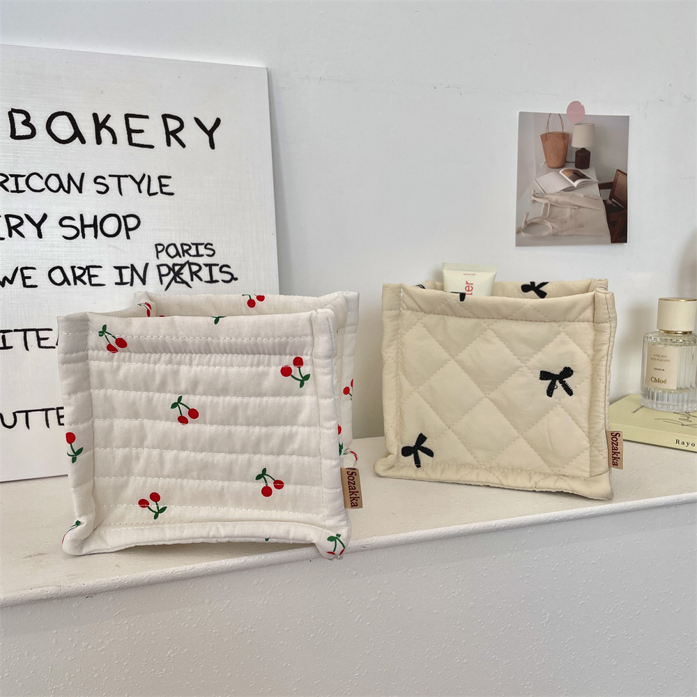 124g Weight Storage Basket Storage & Cleaning 1 Piece Quantity Polyester Material Cherry Pattern Cute Style Cute Cherry Polyester Storage Basket 14