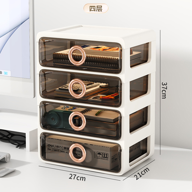 Luz de lujo tocador caja de cosméticos producto de cuidado de la piel estante de almacenamiento caja de almacenamiento de cosméticos cajón transparente estante de almacenamiento de escritorio