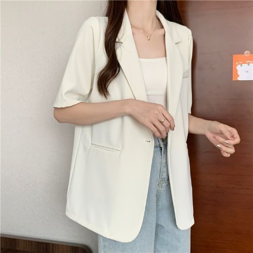 Lightweight Women's Summer Blazer Korean Style Casual Suit Jacket_voghion.com