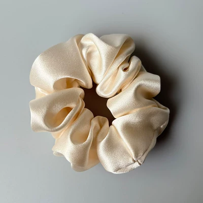Saç üçün rezinlər, Momme Silk Hair Tie 100% - light-apricot-color-4cm-100-mulberry-silk-30mm