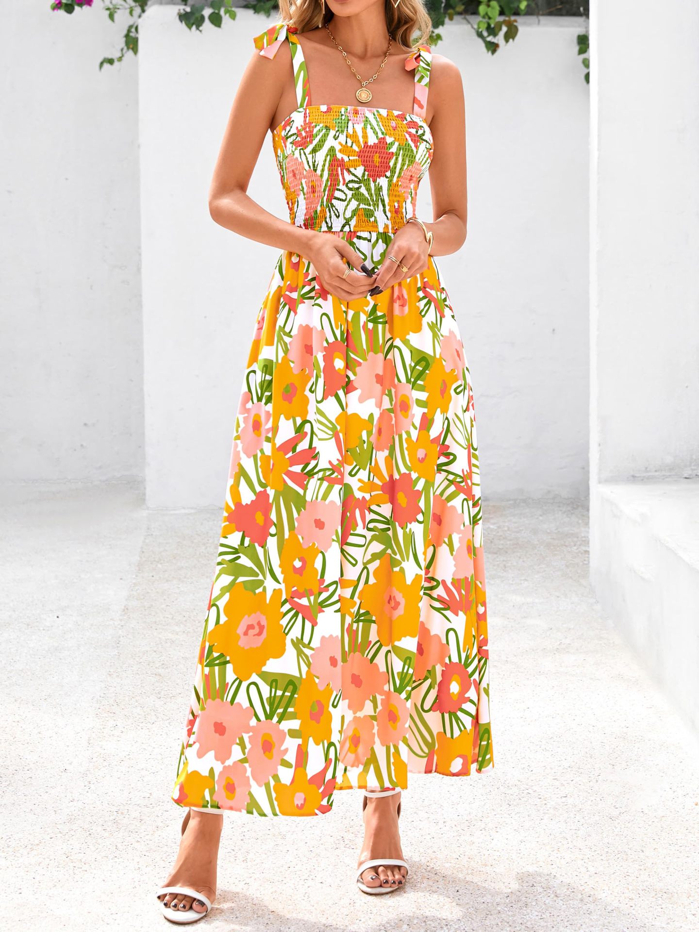 2026 Summer Commute Style Women Sleeveless Printed Long Camisole Dress_ecoleips.com