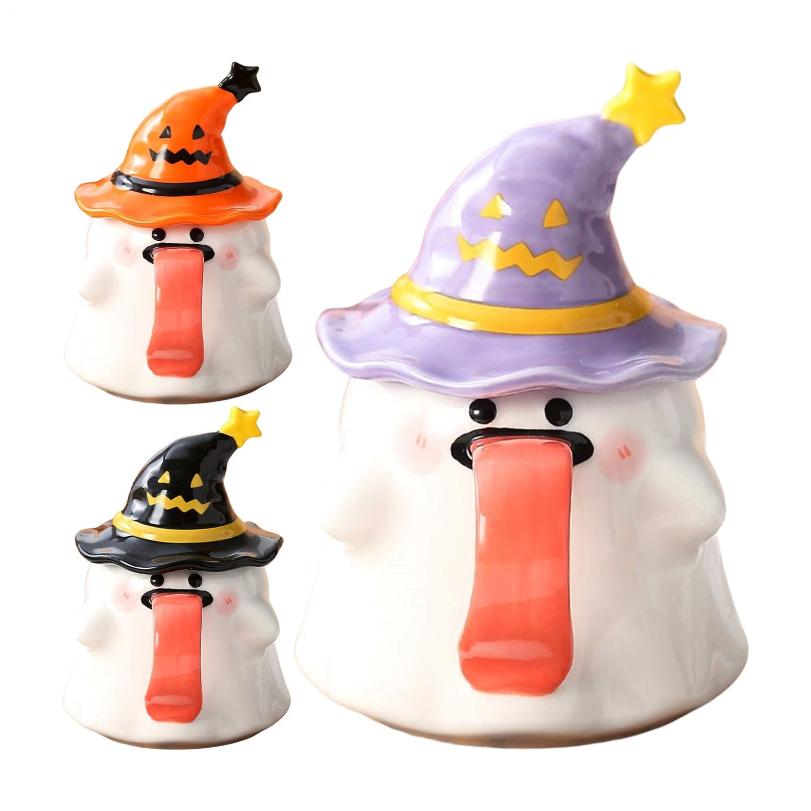 Halloween extraña nariz larga taza de cerámica con sombrero decoración festiva de taza de cerámica Qin Sheng cubiertos de cerámica diarios