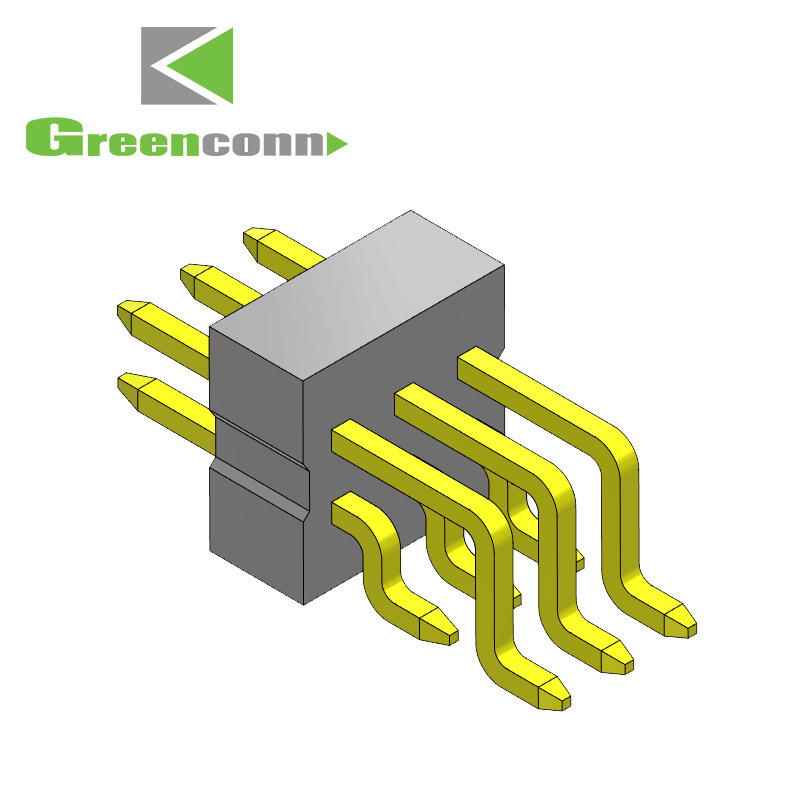 格棱排针Pin距1.00mm双排单塑180度弯脚镀全金2-15pin排针连接器