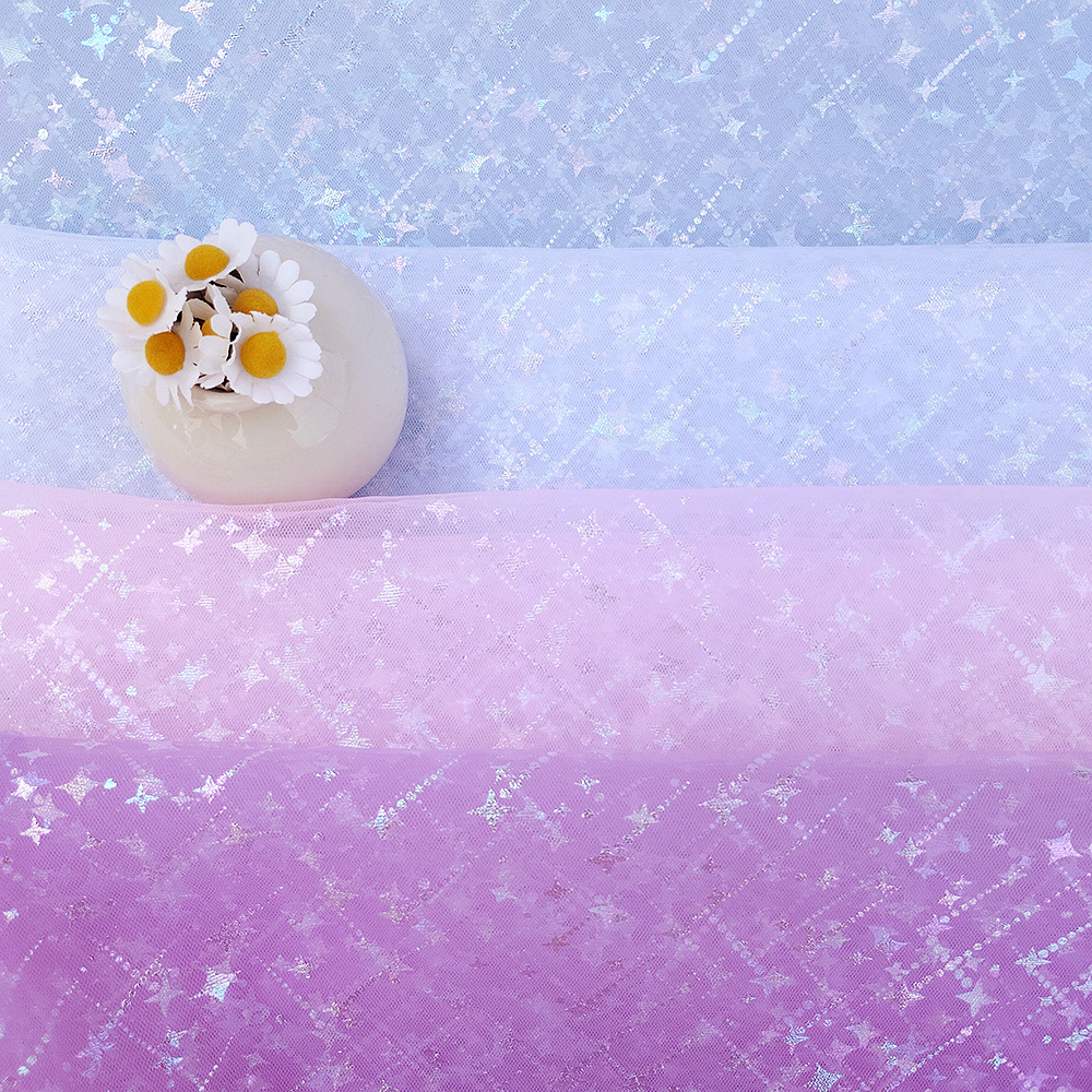 个性电镀流星网眼纱批发精美纯色五角星网纱面料摄影背景装饰道具