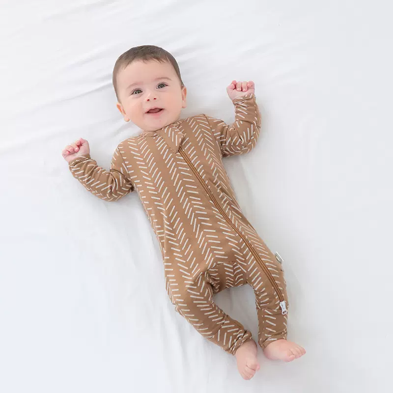 跨境新生婴儿长袖连体衣有机棉宝宝哈衣拉链侧开包手包脚爬服春秋