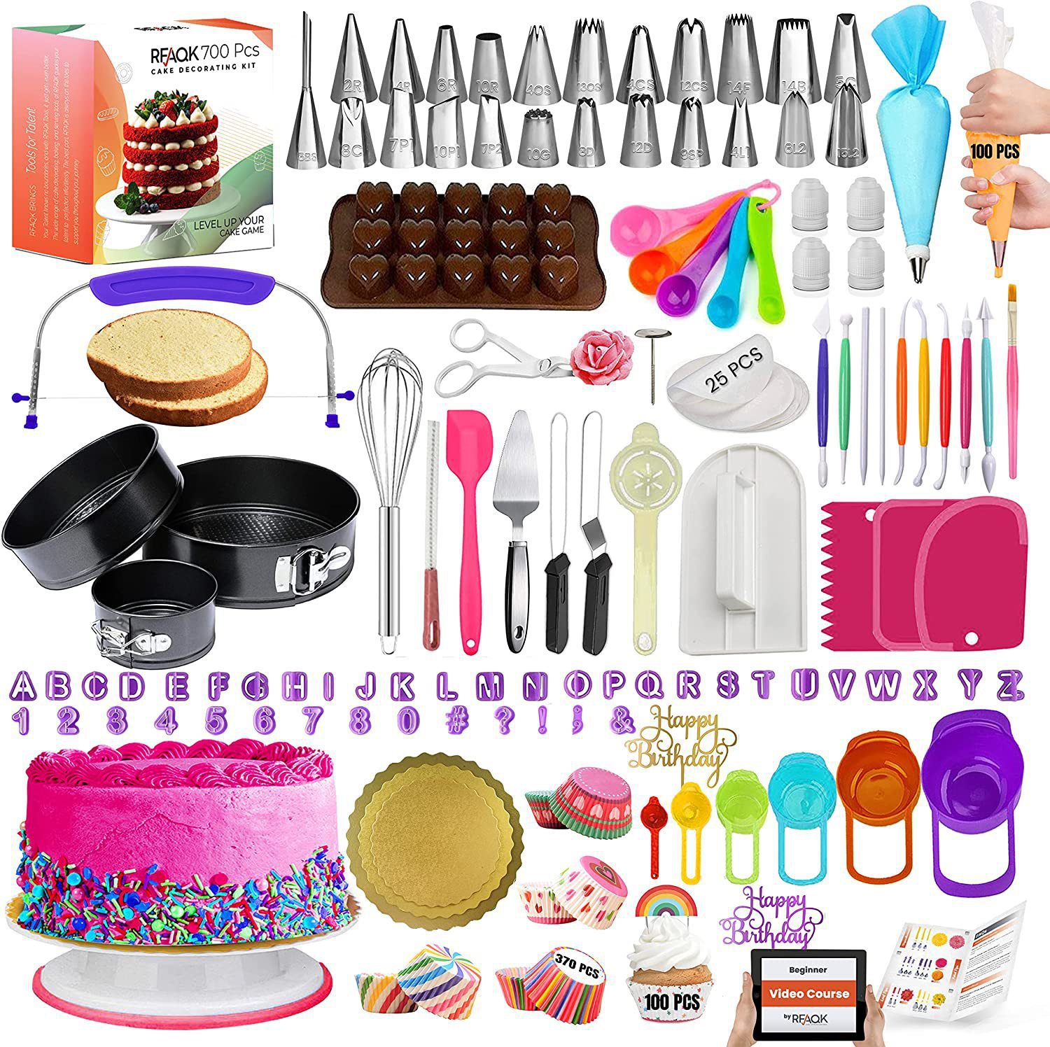 Amazon 700 piezas pastel tocadiscos traje pastel herramientas para hornear pastelería boquilla traje pastel suministros