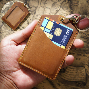 Genuine Leather Document Holder, Work Id Card Holder, Work Badge, Factory Brand Badge, Bus Campus Access Control, Student Meal Card Protective Cover