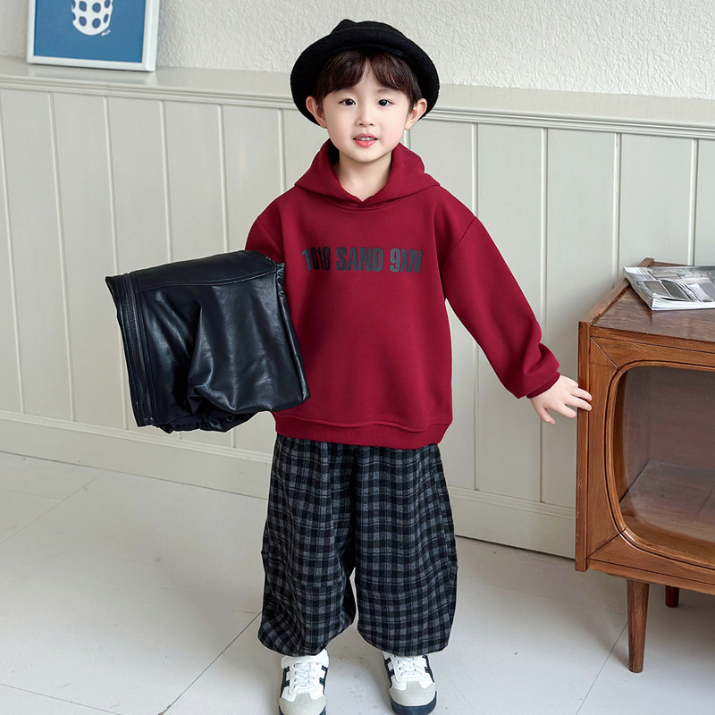 男童连帽卫衣三件套2025新款春秋季韩范套装痞帅衣服儿童装皮马甲|undefined