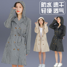 韩版雨衣女外套时尚长款轻薄防水风衣带腰带日本个性成人雨披徒步