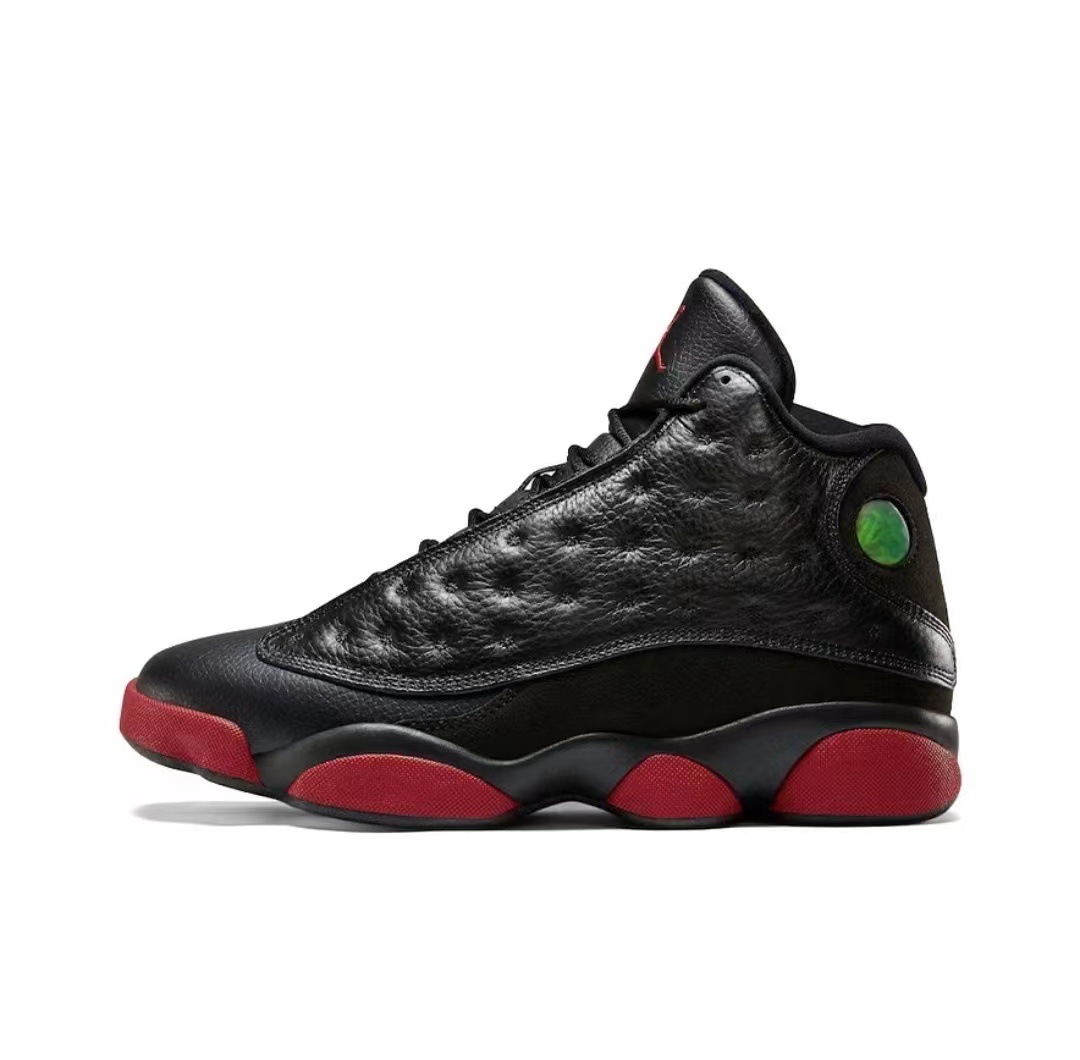 aj13 black leather red